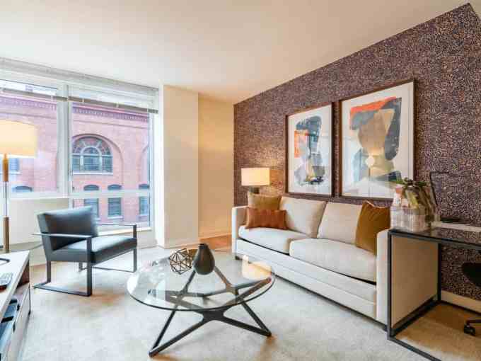 Modern Chelsea Market Apartments living room with stylish decor and natural light.