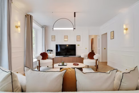 Plush Parisian lounge with luxurious seating