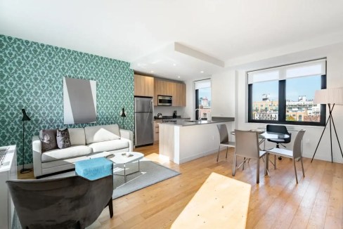 Bright, modern apartment in Williamsburg with stylish decor and open living space.