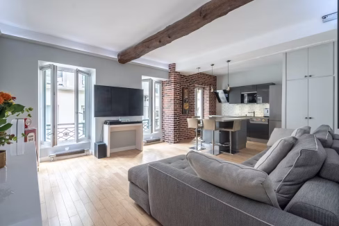 Spacious living and dining space in South Pigalle Paris Apartment