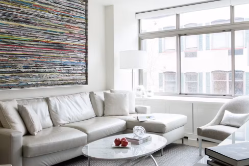 West village apartment with bright neutral toned lounge