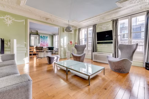 Galries Lafayette Apartment with open plan lounge and dining