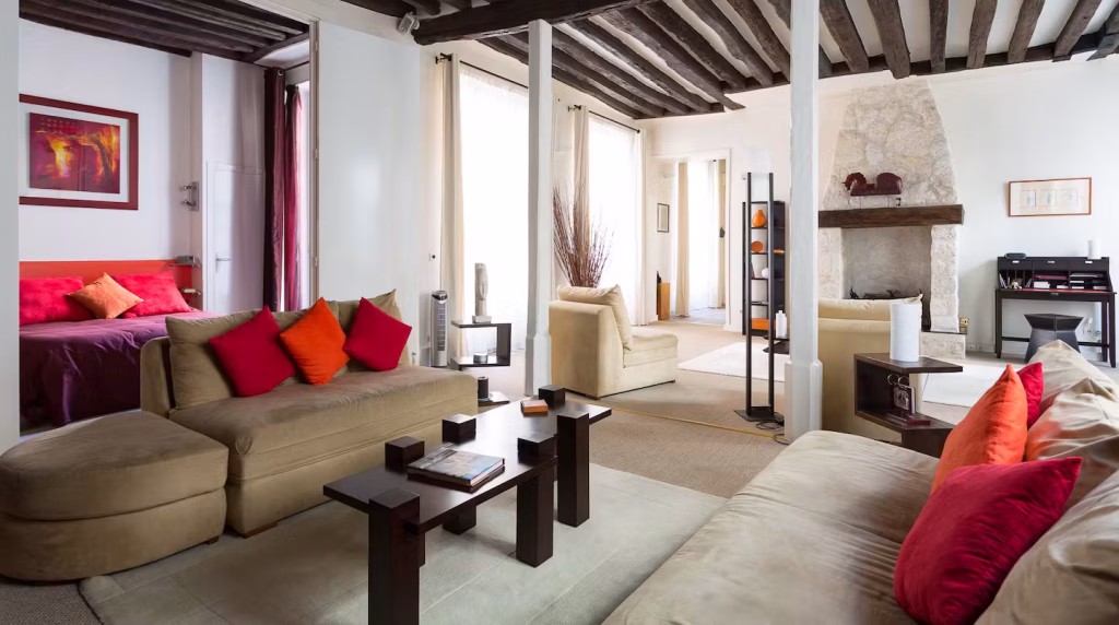 Bright living room of Saint Germain Paris apartment