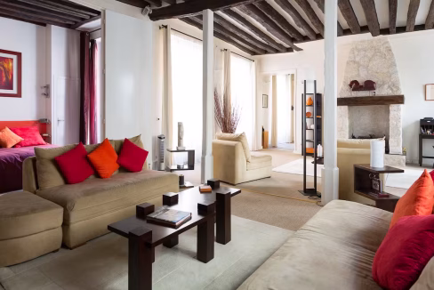 Bright living room of Saint Germain Paris apartment